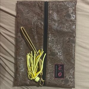 Leather embossed make up bag by MakeUp Junkie as seen on Shark Tank.